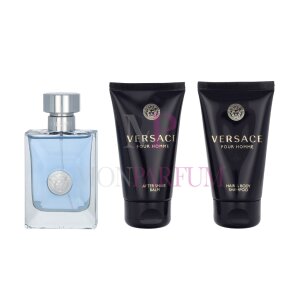 Versace Pour Homme Geschenkset Eau de Toilette 50ml/Aftershave Balm 50ml/Shampoo 50ml