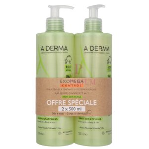 A-Derma Exomega Control Emollient Cleansing Gel Duo Set 1000ml