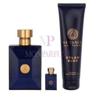 Versace Dylan Blue Pour Homme Geschenkset Eau de Toilette 100ml/Bath & Shower Gel 150ml/Edt 5ml