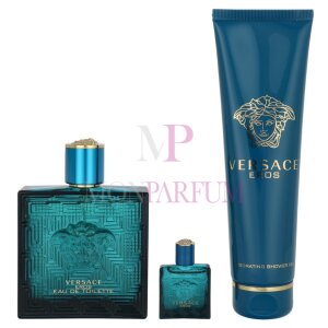 Versace Eros Pour Homme Geschenkset Eau de Toilette 100ml/Bath & Shower Gel 150ml/Edt 5ml