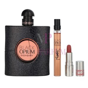 YSL Black Opium Geschenkset Eau de Parfum 90ml/Epd Spray 10ml/Mini Lipstick #44 1.3g