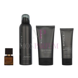 Rituals Homme Medium Geschenkset Charcoal Face Scrub 125ml/Shower Foam 200ml/Strengthening Caffeine Shampoo 70ml/Travel - LEssentiel 15 ml