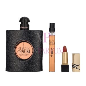 YSL Black Opium Geschenkset Eau de Parfum 90 ml / Edp Travel Spray 10 ml / Mini Lipstick Rouge Pur Couture 1.3 g