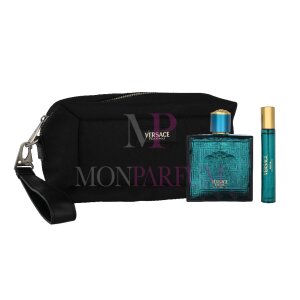 Versace Eros Pour Homme Geschenkset Eau de Toilette 100ml/ Eau de Toilette 10ml/ Black Trousse Bag