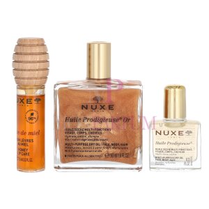 Nuxe The Infinite Glow Geschenkset Huile Prodigieuse 50ml/Huile Prodigieuse 10ml/Reve De Miel Lip Honey 10ml
