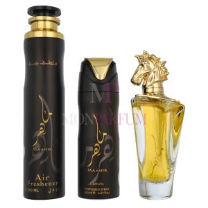 Lattafa Maahir Geschenkset Eau de Parfum 100ml/Deo Spray 200ml/Air Freshener 300ml