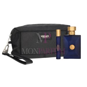 Versace Dylan Blue Pour Homme Geschenkset Eau de Toilette 100ml/Eau de Toilette 10ml/Black Trousse