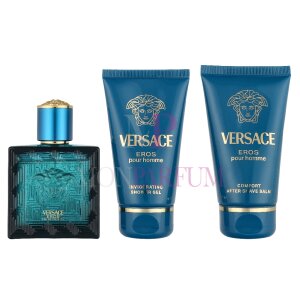 Versace Eros Pour Homme Geschenkset Eau de Toilette 50ml/Bath & Shower Gel 50ml/Aftershave Balm 50ml