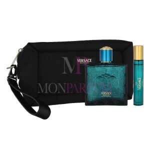Versace Eros Pour Homme Geschenkset Eau de Parfum 100ml/ Eau de Parfum 10ml/ Black Trousse Bag