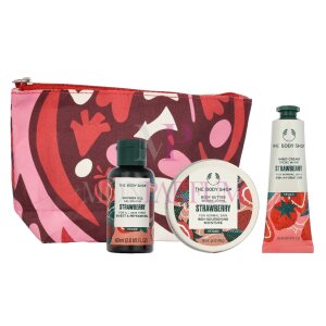 The Body Shop G2 Beauty Bag Strawberry Geschenkset Shower Gel 60ml/Body Butter 50ml/Hand Cream 30ml