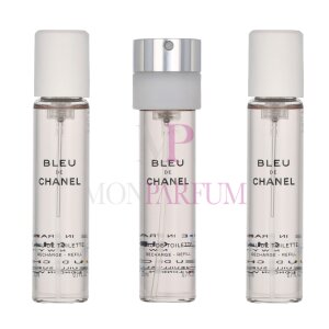 Chanel Bleu De Chanel Pour Homme Geschenkset 3x Eau de Toilette Refill 20ml - Twist and Spray - Travel Sprays
