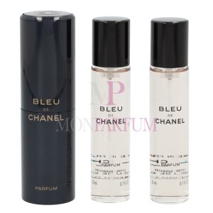 Chanel Bleu De Chanel Pour Homme Geschenkset 3x Parfum Spray 20ml - Twist and Spray - Travel Sprays