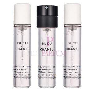 Chanel Bleu De Chanel Pour Homme Geschenkset 3x Parfum Spray Refill 20ml - Twist and Spray - Travel Sprays