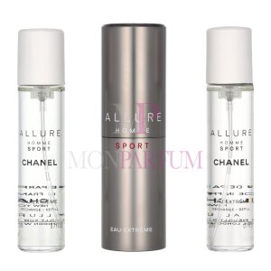 Chanel Allure Homme Sport Eau Extreme Geschenkset Travel Spray Eau de Parfum 20ml/2x Refill Edp 20ml - Twist and Spray