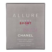Chanel Allure Homme Sport Eau Extreme Geschenkset Travel Spray Eau de Parfum 20ml/2x Refill Edp 20ml - Twist and Spray