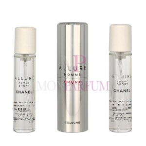Chanel Allure Homme Sport Geschenkset Edt Twist and Spray 3 x 20ml, Cologne Travel Spray and 2x Refills