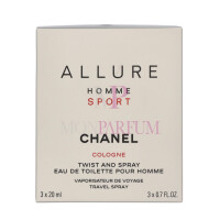 Chanel Allure Homme Sport Geschenkset Edt Twist and Spray 3 x 20ml, Cologne Travel Spray and 2x Refills